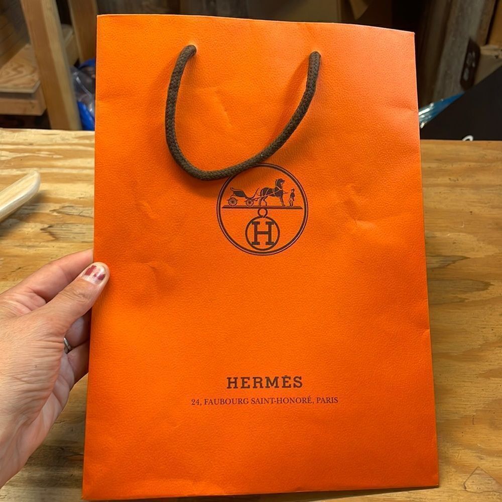 Hermes orange shopping bag